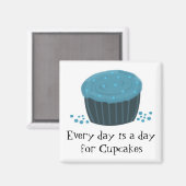 Aimant Cupcake bleu avec mignon dire (Recto/Verso)