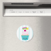 Aimant Cupcake bleu mignon avec visage Kawaii (In Situ (Lave-vaisselle))