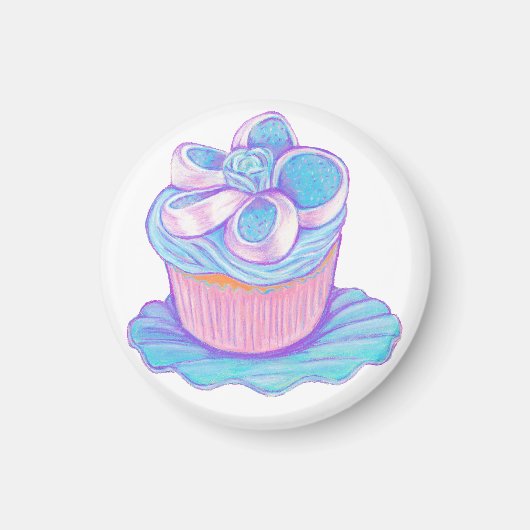 Aimant Cupcake bleu sur l'aimant de plaque (Devant)