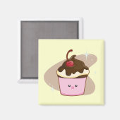 Aimant Cupcake cerise au chocolat (Recto/Verso)