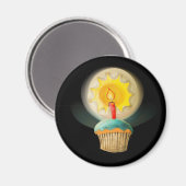 Aimant Cupcake d'anniversaire avec bouton de bougie (Recto/Verso)