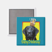 Aimant Cupcake d'anniversaire - Labrador - Noir - Gaz (Recto/Verso)