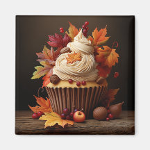Cupcake d'automne aux feuilles d'automne colorées