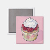 Aimant cupcake de framboise (Recto/Verso)