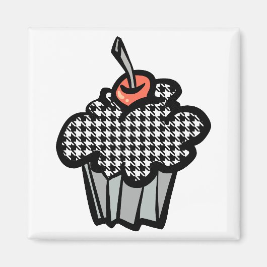 Aimant cupcake houndstooth (Devant)