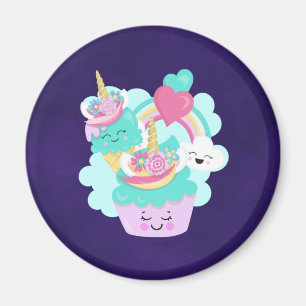 Aimant Cupcake mignonne et crème glacée joyeuse