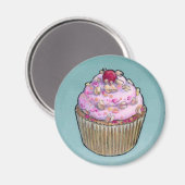 Aimant cupcake rose (Recto/Verso)