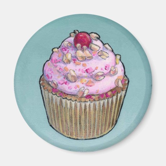 Aimant cupcake rose (Devant)