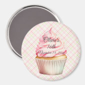 Aimant Cupcake rose Aquarelle Enregistrer l'aimant de dat (Recto/Verso)