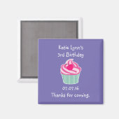 Aimant Cupcake rose fête d'anniversaire Favoriser (Recto/Verso)