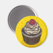 Aimant Cupcake sur jaune (Recto/Verso)