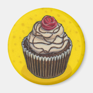 Aimant Cupcake sur jaune