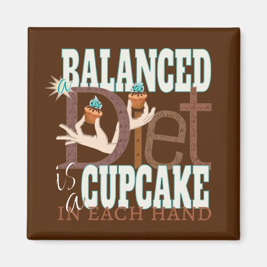 Aimant Cupcakes Alimentation équilibrée - Humour alimenta (Devant)