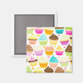 Aimant Cupcakes colorés (blanc) (Recto/Verso)