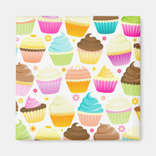 Aimant Cupcakes colorés (blanc)