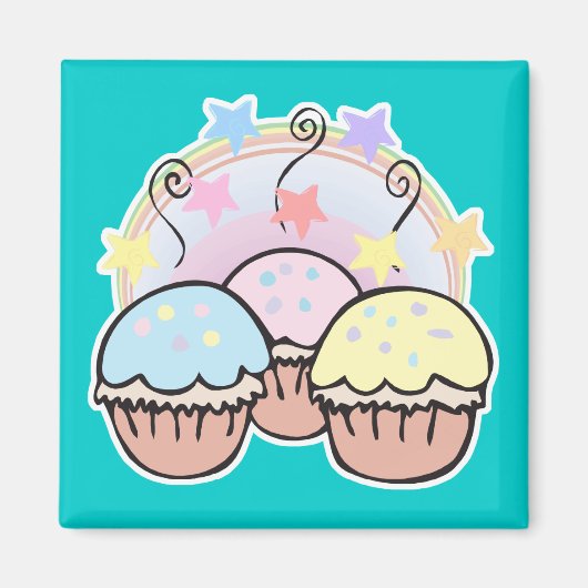 Aimant cupcakes mignons et étoiles (Devant)