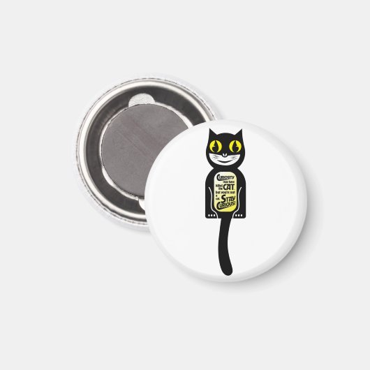 Aimant Curieux chat noir jaune (Recto/Verso)