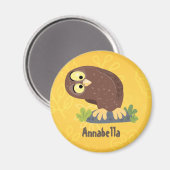 Aimant Curieux et drôle dessin animé de chouette brune (Recto/Verso)