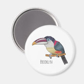 Aimant Curl crested aracari bird cartoon (Recto/Verso)