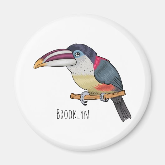 Aimant Curl crested aracari bird cartoon (Devant)