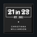 Aimant Custom 21st Birthday Cadeau 21 en 23 Est 2002<br><div class="desc">Custom 21st Birthday Celebration 21 in 23 Est 2002 Cadeaux d'anniversaire!</div>