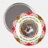 Aimant Custom Christmas Star Jolly Red Fun Photo Grey (Recto/Verso)