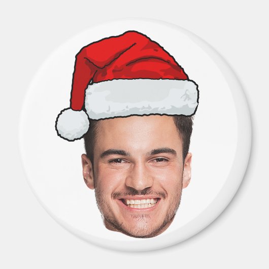Aimant Custom Face Photo Santa Hat Christmas (Devant)