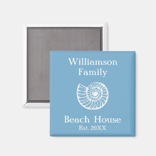 Aimant Custom Family Beach House Shell (Recto/Verso)