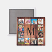 Aimant Custom Family Photo Collage Reclaimed Wood (Recto/Verso)