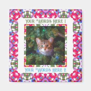 Aimant Custom Fun Jolly Red Festive First Christmas Photo