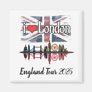 Aimant Custom I Love London Skyline Union Jack Souvenir