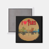 Aimant Custom I Love Paris Skyline Sunset Souvenir (Recto/Verso)