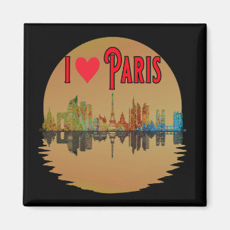 Aimant Custom I Love Paris Skyline Sunset Souvenir