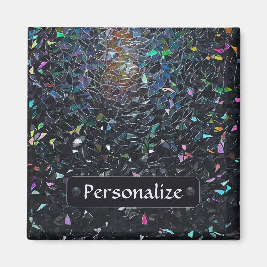 Aimant Custom Iridescent Abstract Stained Glass Pattern (Devant)