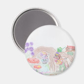 Aimant Custom Kids Artwork, deux mignonnes souris, fleurs (Recto/Verso)