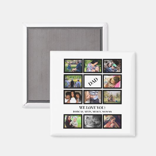 Aimant Custom Modern Papa Fête des pères 11 Photo Collage (Recto/Verso)