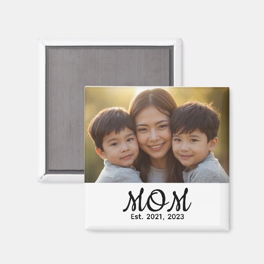 Aimant Custom Mom Established Modern Script Photo (Recto/Verso)
