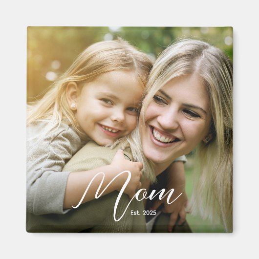 Aimant Custom Mom Established Modern Script Photo (Devant)