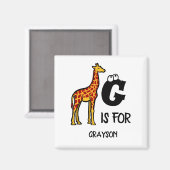 Aimant Custom monogram G is for Giraffe cute giraffes (Recto/Verso)