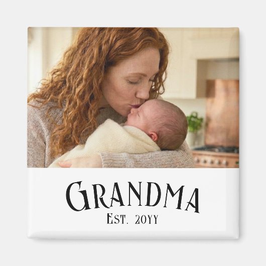 Aimant Custom Name Grandma Est Year Photo Gift (Devant)