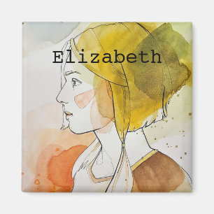 Aimant Custom name monogrammed cute gift watercolor girly