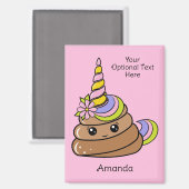 Aimant Custom Name & Text Unicorn Poop (Recto/Verso)