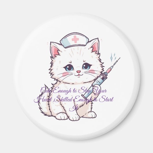 Aimant Custom Nurse Cat Skilled Enough (Devant)