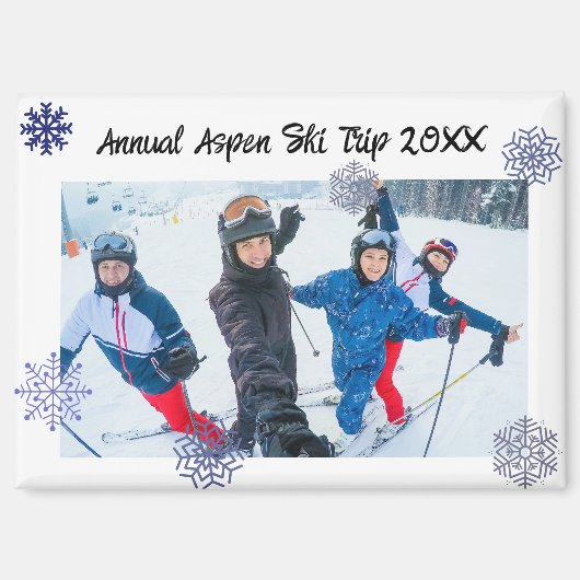 Aimant Custom Photo Snowflake Rectangle Travel (Recto)