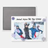 Aimant Custom Photo Snowflake Rectangle Travel (Recto/Verso)