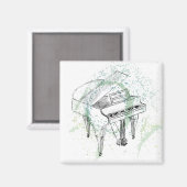 Aimant Custom Piano Illustration Art Drawing Music Lovers (Recto/Verso)