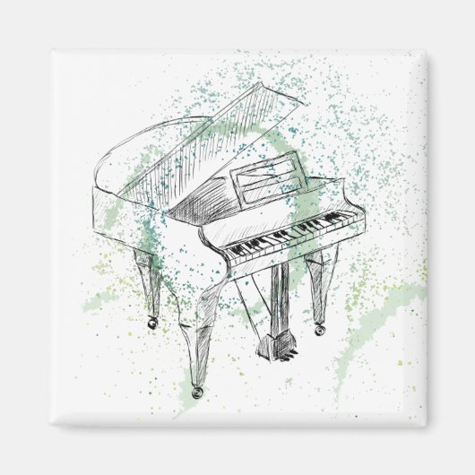 Aimant Custom Piano Illustration Art Drawing Music Lovers (Devant)