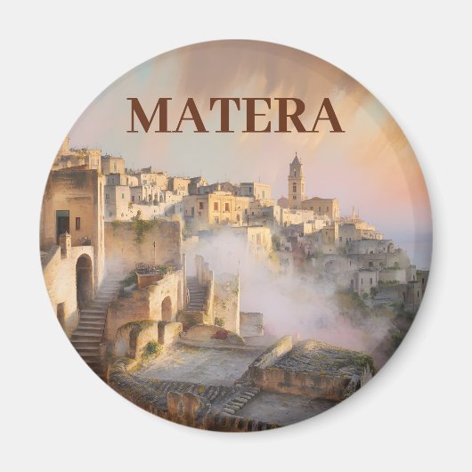 Aimant Custom Text Sassi di Matera Italy Watercolor Retro (Devant)