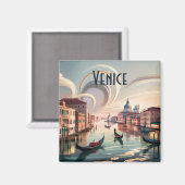 Aimant Custom Venice Italy Watercolor Gondola Cityscape (Recto/Verso)