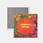 Aimant Customisé Whimsical Joli soleil floral (Recto/Verso)